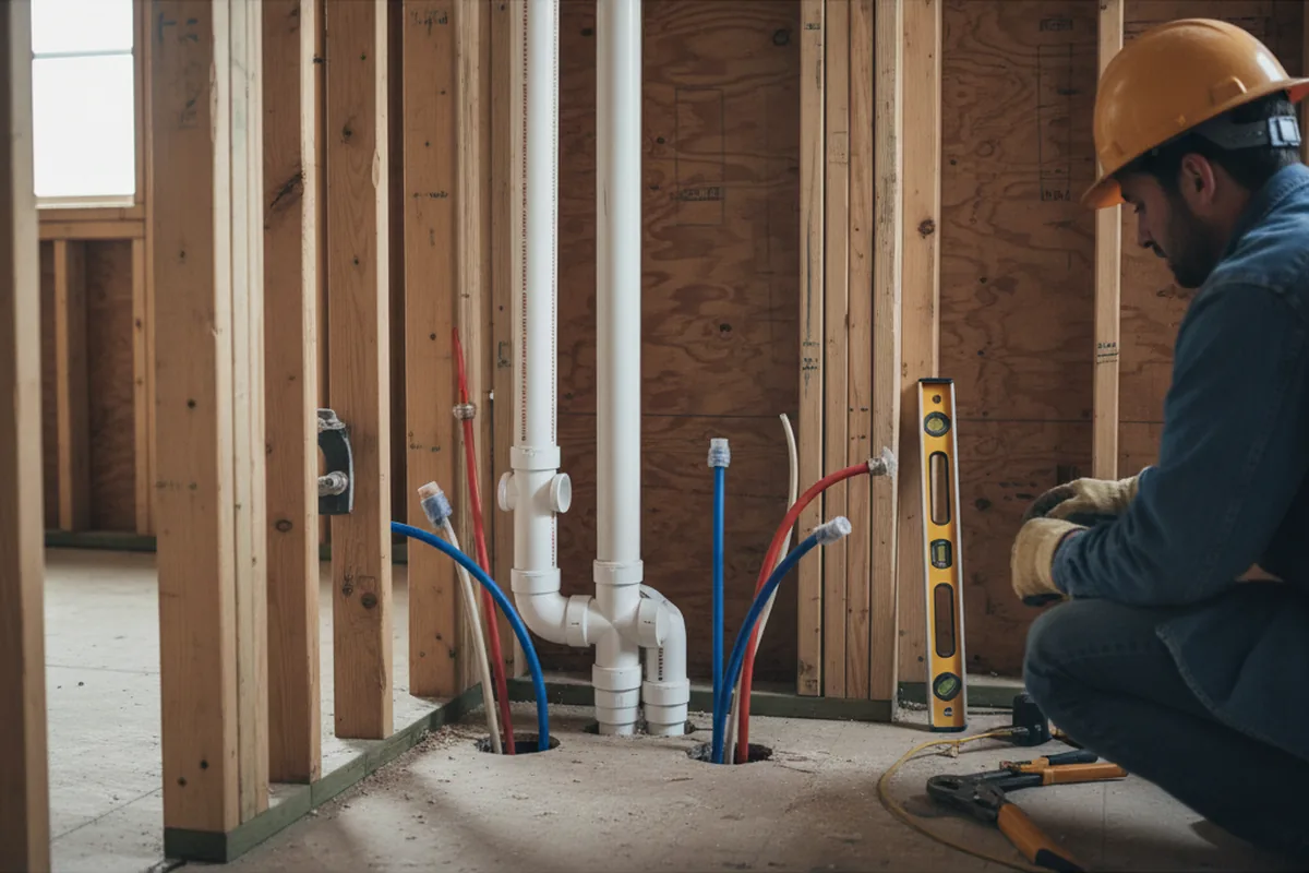 Drain and supply rough-in during Sump Pump Repair in Gadsden